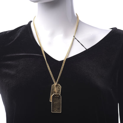 Chanel ID Dog Tag Charm Necklace Gold 2 of 6