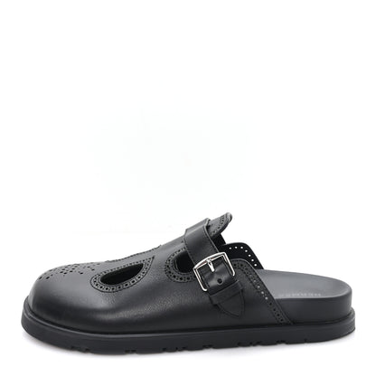 Hermes Calfskin Monk Mules  37 Black 1 of 8