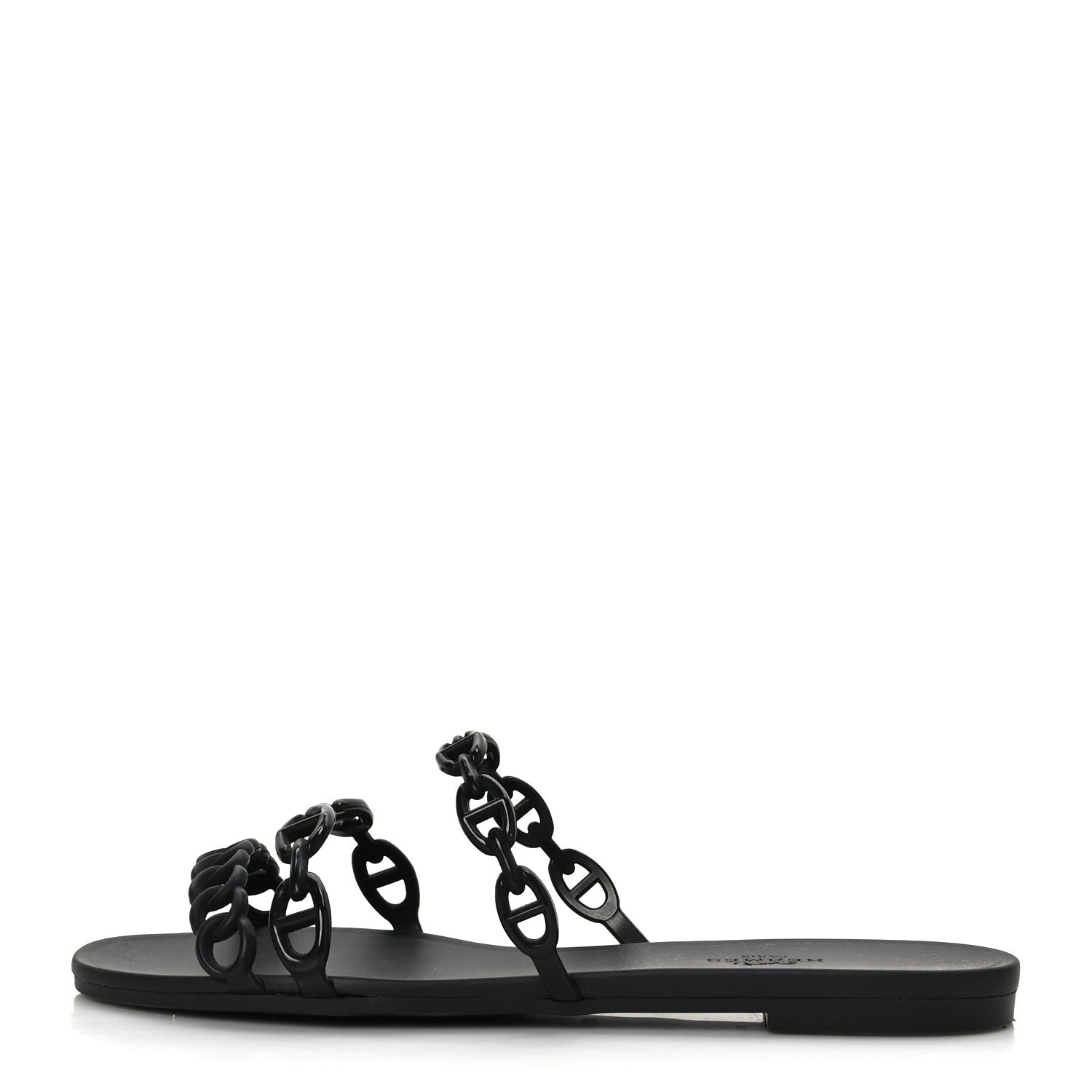 Hermes Rubber Chaine d'Ancre Rivage Sandals 38 Black 1 of 7