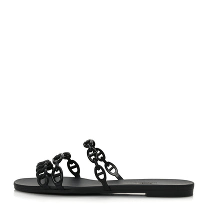 Hermes Rubber Chaine d'Ancre Rivage Sandals 38 Black 1 of 7