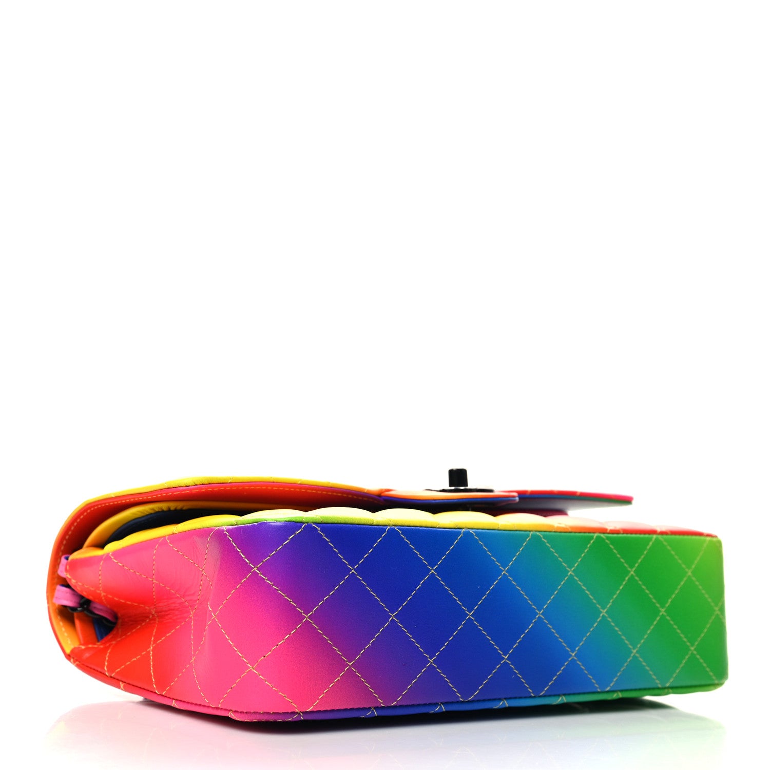 Chanel Calfskin Quilted Medium Rainbow Double Flap Multicolor 4 of 11