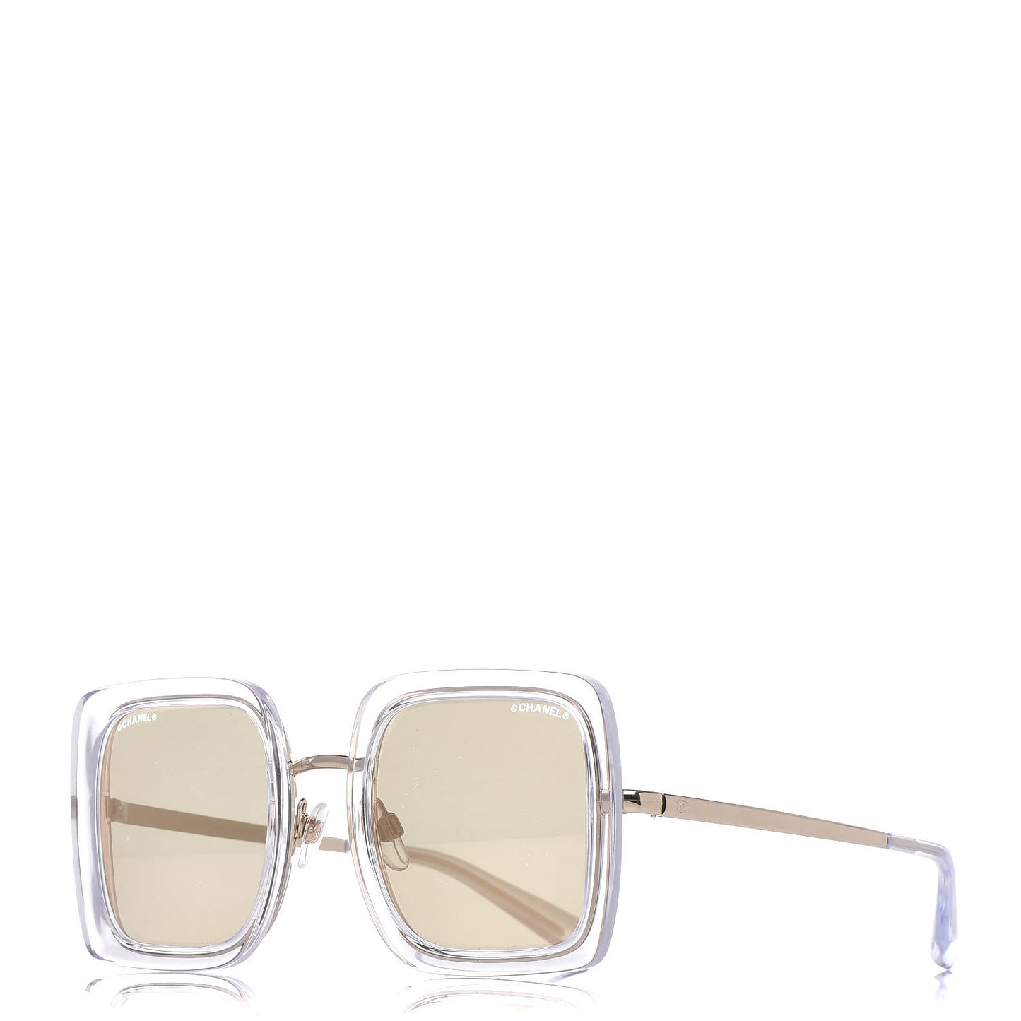 24K Gold Mirror Square Sunglasses 4240 Transparent