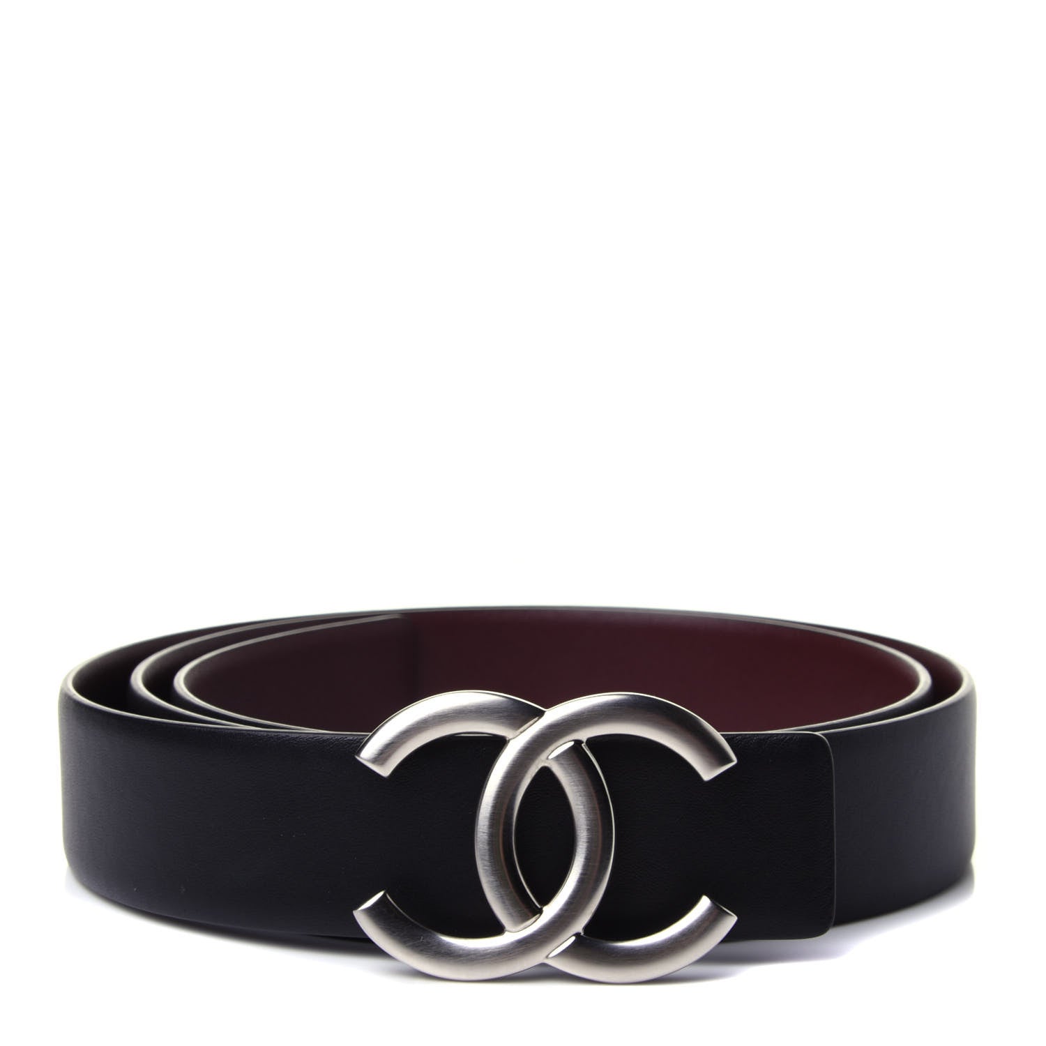 Chanel Calfskin CC Reversible Belt 90 Black Burgundy 1 of 4