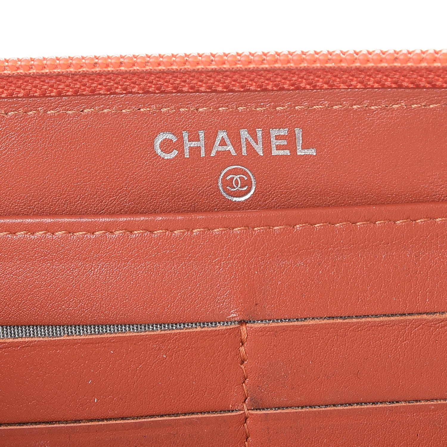 Chanel Caviar Large Timeless CC Gusset Zip Around Wallet Dark Orange 6 of 12