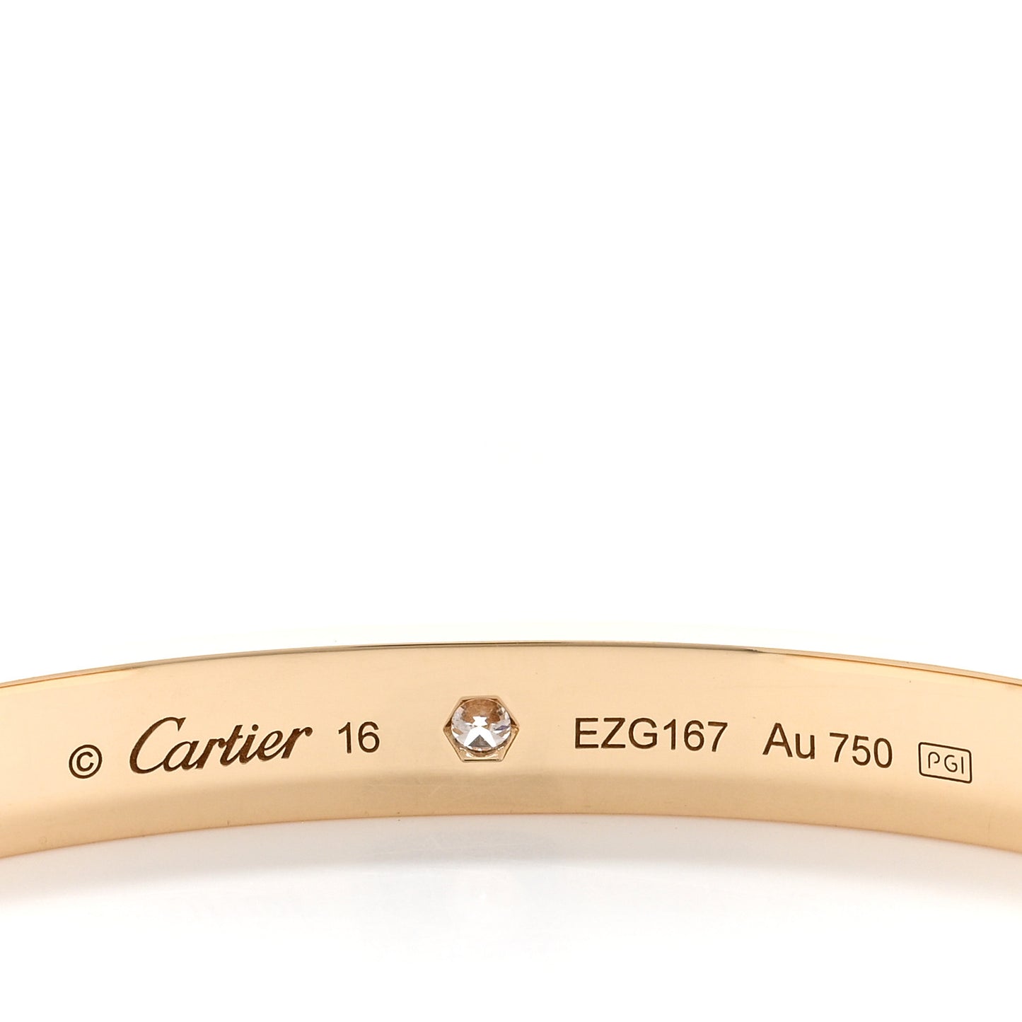 18K Yellow Gold 1 Diamond LOVE Cuff Bracelet 16