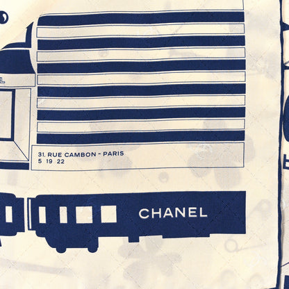 Chanel Silk CC Coco Paris Square Scarf White Navy 2 of 3