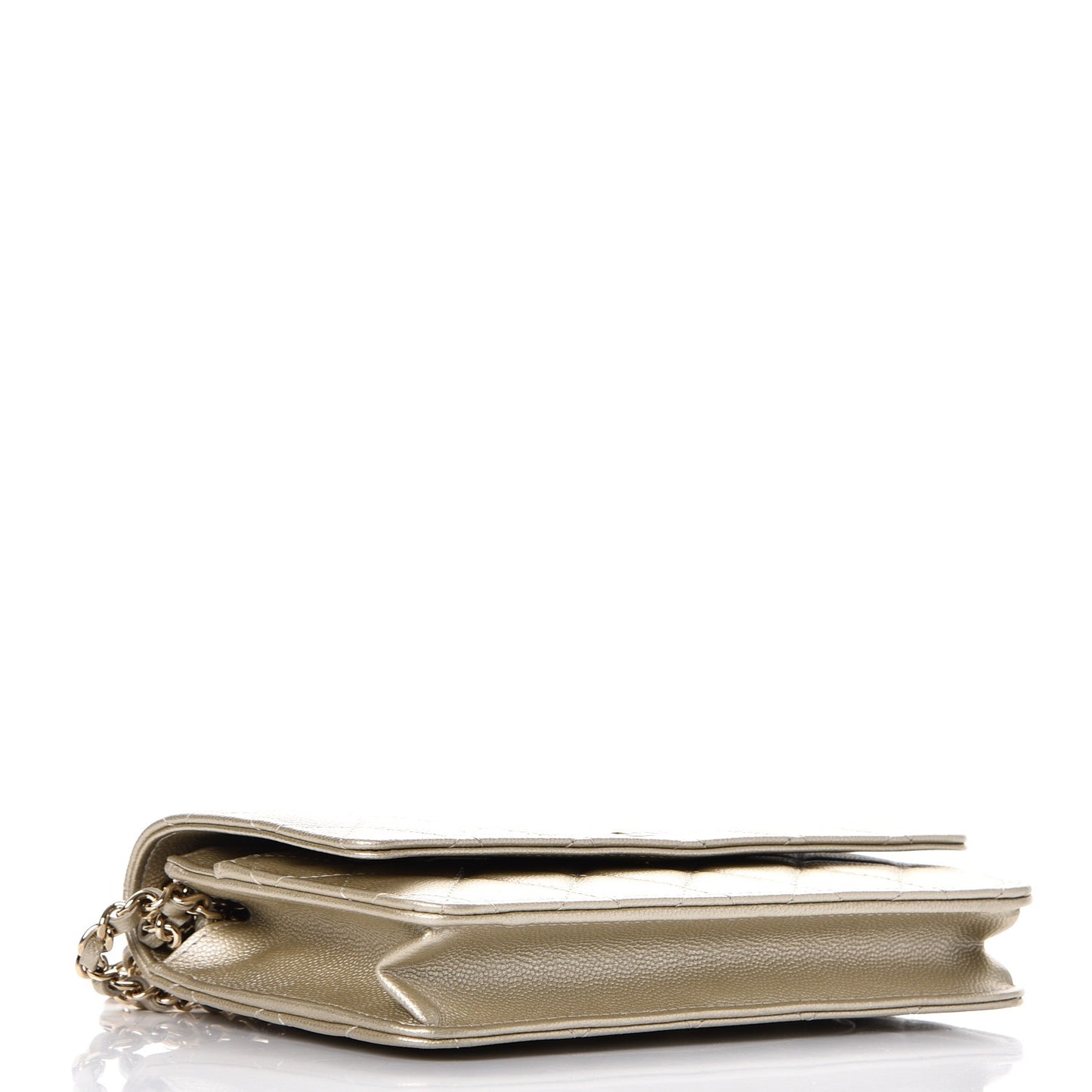 Caviar Quilted Wallet On Chain WOC Light Gold