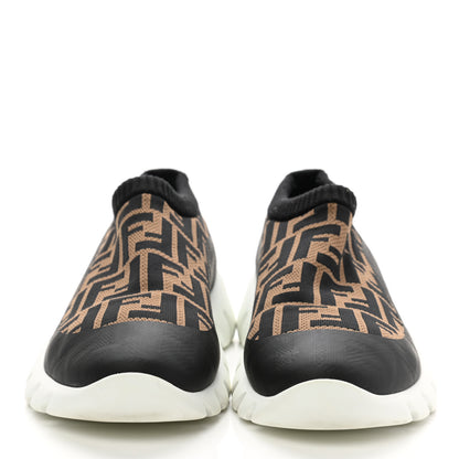 Fendi Jersey FF Mens Low Top Sock Sneakers 9 Black Tobacco 2 of 9