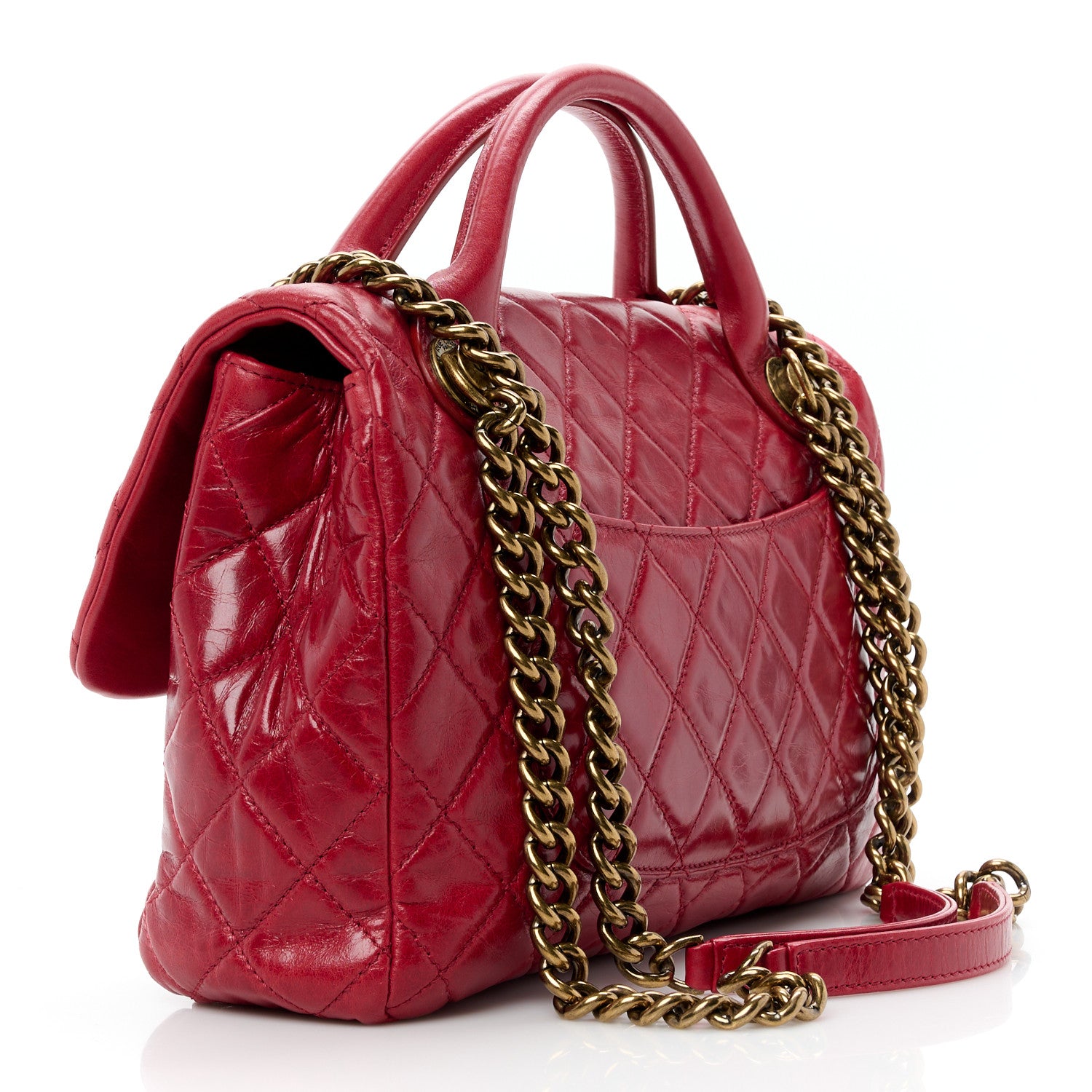 Chanel Glazed Calfskin Castle Rock Medium Flap Red 3 of 14
