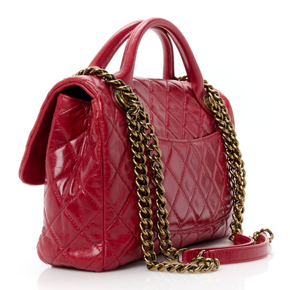 Chanel Glazed Calfskin Castle Rock Medium Flap Red 3 of 14