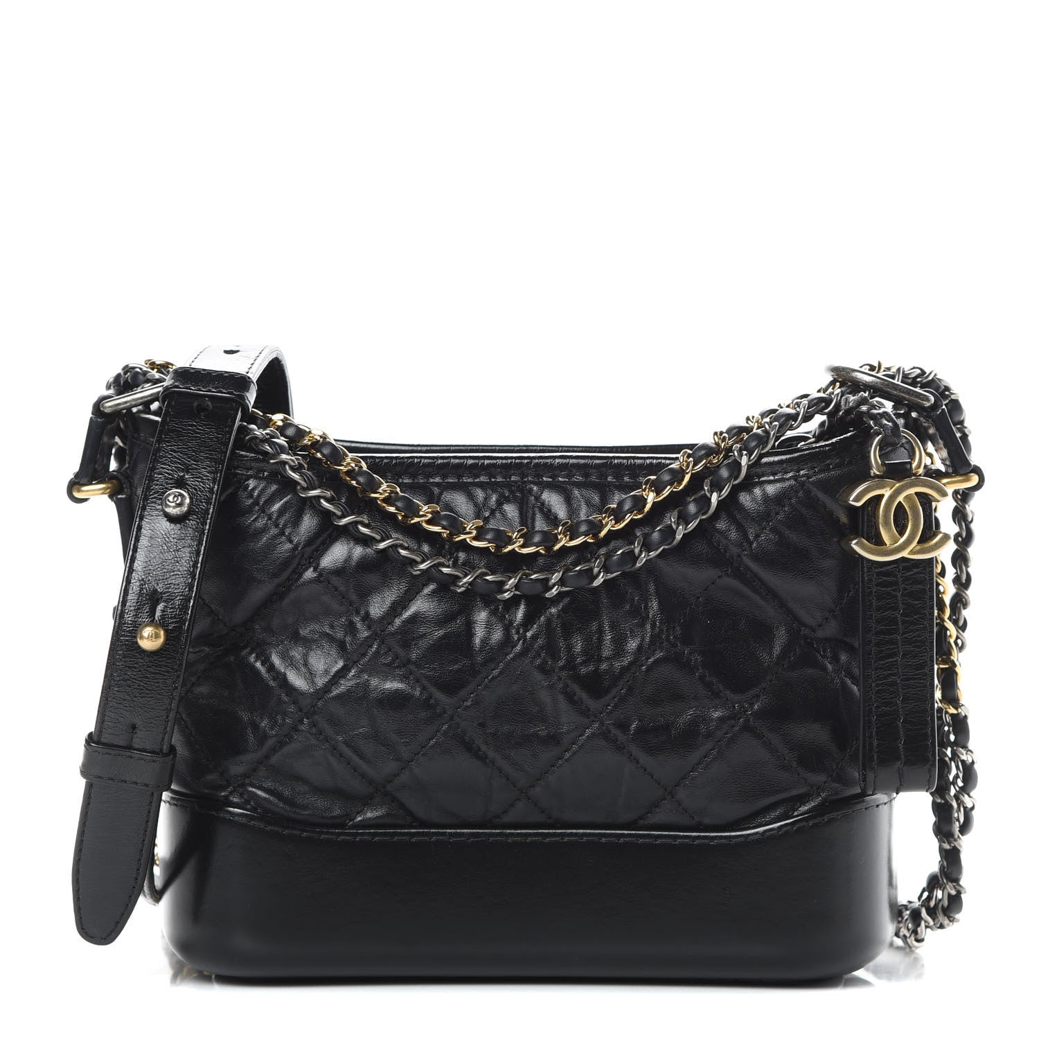 Chanel Aged Calfskin Quilted Small Gabrielle Hobo Black 1 of 14