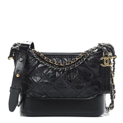 Chanel Aged Calfskin Quilted Small Gabrielle Hobo Black 1 of 14