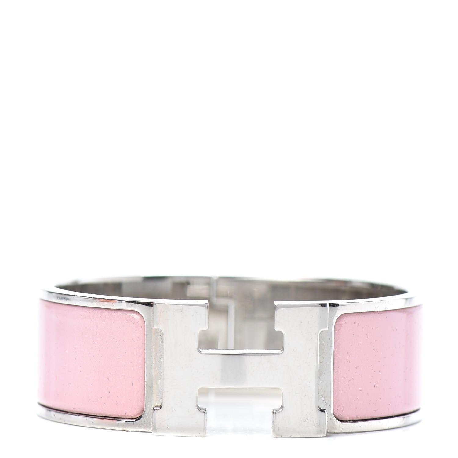 Hermes Enamel Wide Clic Clac H Bracelet PM Rose Dragee 1 of 4