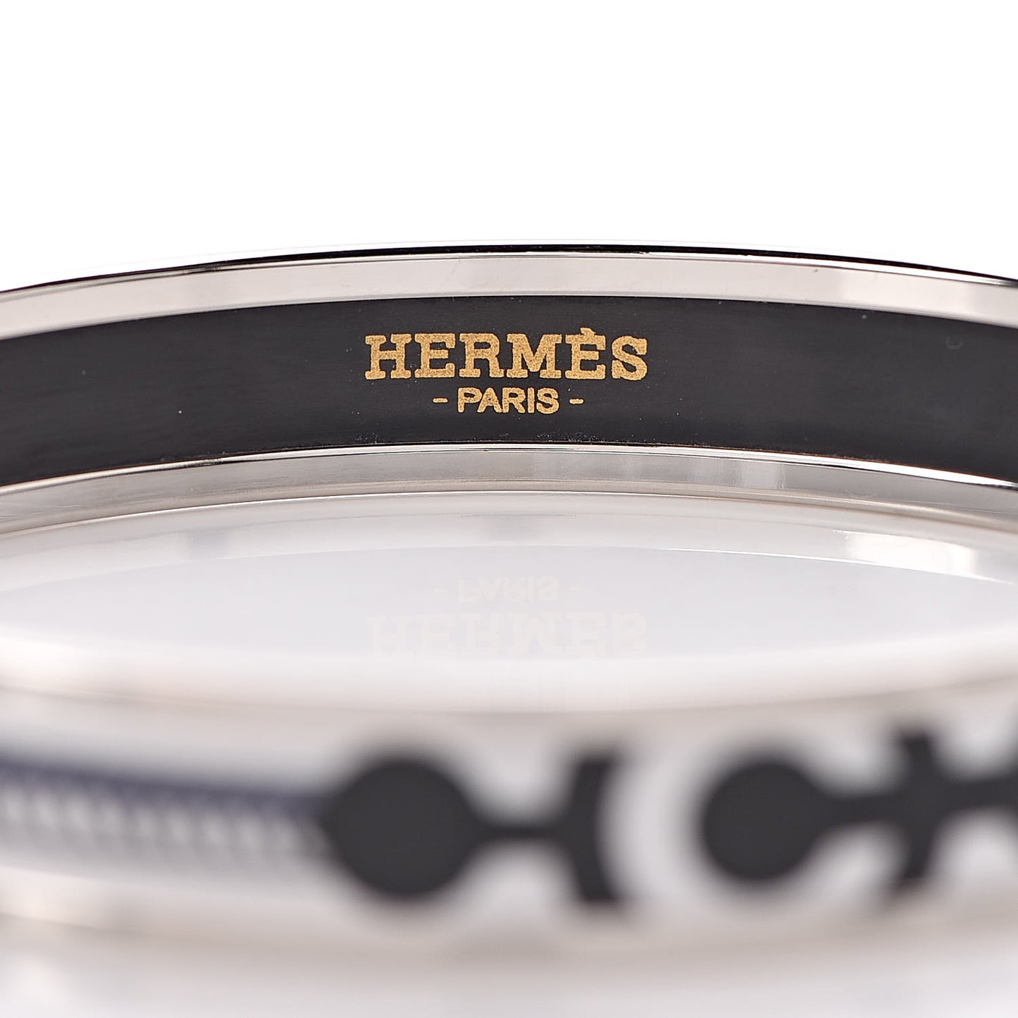 Enamel Printed Narrow Panoplie Equestre Bracelet 70 Faux Gris
