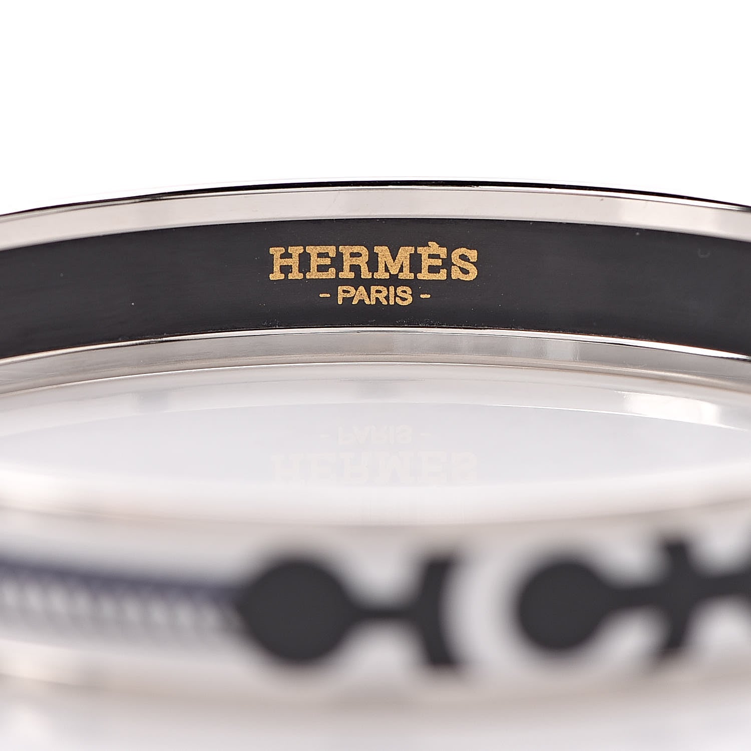 Hermes Enamel Printed Narrow Panoplie Equestre Bracelet 70 Faux Gris 4 of 6