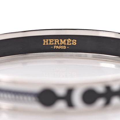 Hermes Enamel Printed Narrow Panoplie Equestre Bracelet 70 Faux Gris 4 of 6
