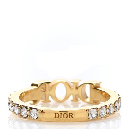 Christian Dior Metal Crystal Logo Ring L Gold 3 of 6