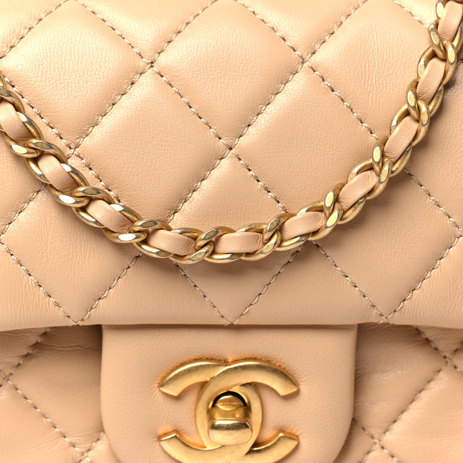 Chanel Lambskin Quilted Mini Rectangular Pearl Crush Flap Beige 8 of 10
