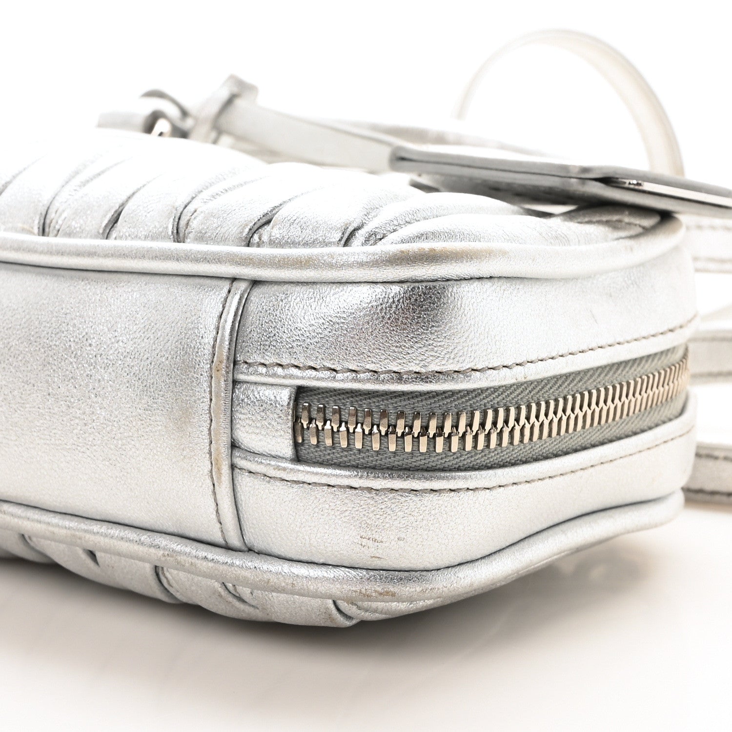 Miu Miu Metallic Nappa Matelasse Mini Arcadie Top Handle Bag Silver 9 of 9