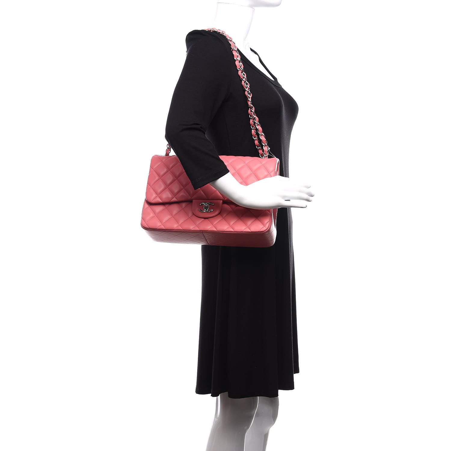 Chanel Lambskin Quilted Jumbo Double Flap Pink 2 of 16
