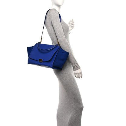 Celine Drummed Calfskin Suede Medium Trapeze Indigo 2 of 14