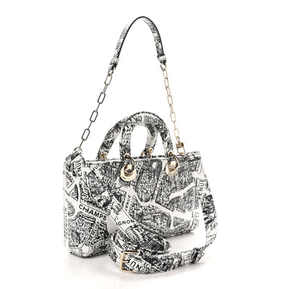 Christian Dior Calfskin Plan De Paris Printed Lady D-Joy White Black 3 of 10