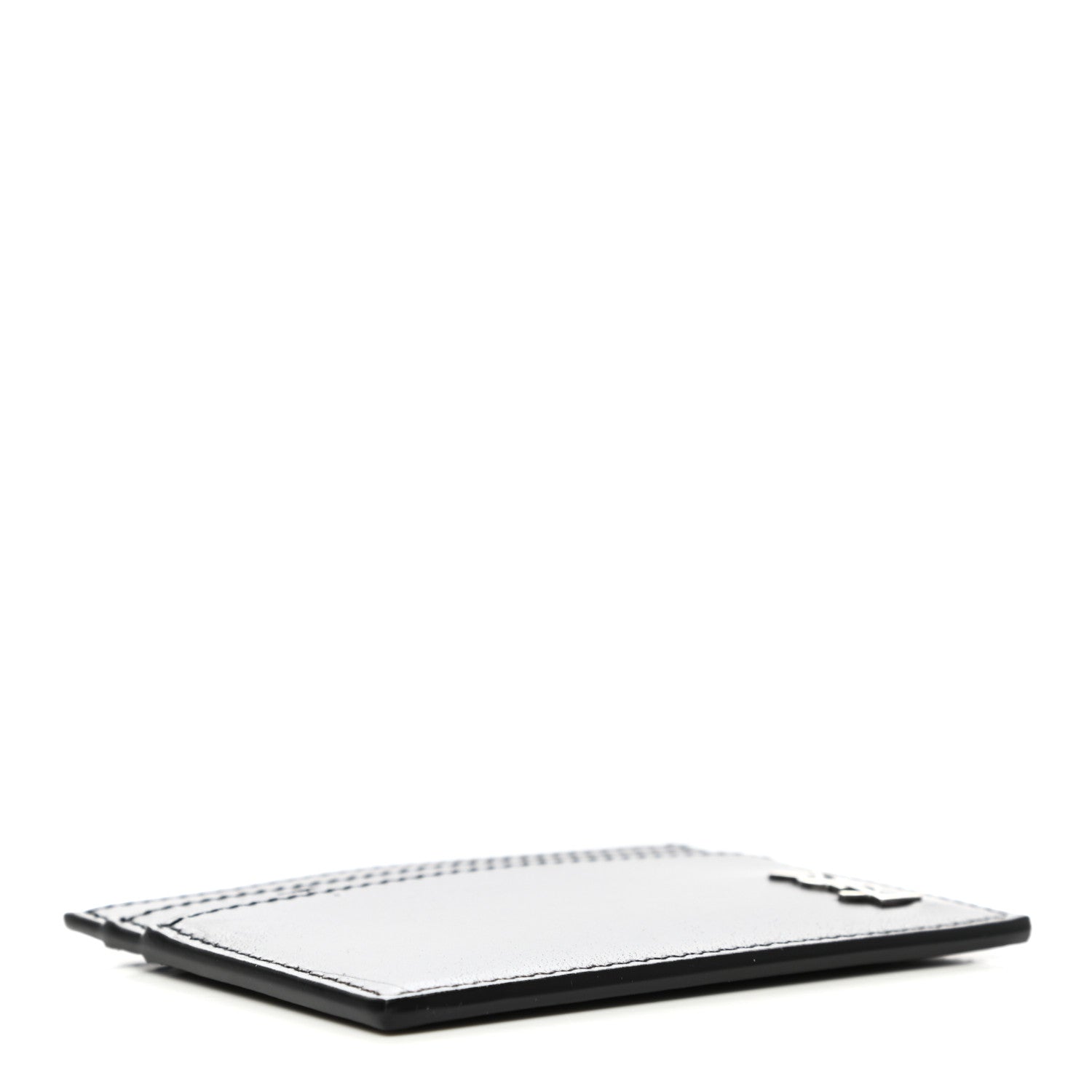 Saint Laurent Calfskin Tiny Cassandre Credit Card Case Black 4 of 9