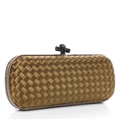 Bottega Veneta Satin Intreccio Impero Ayers Stretch Knot Clutch Light Brown 2 of 11