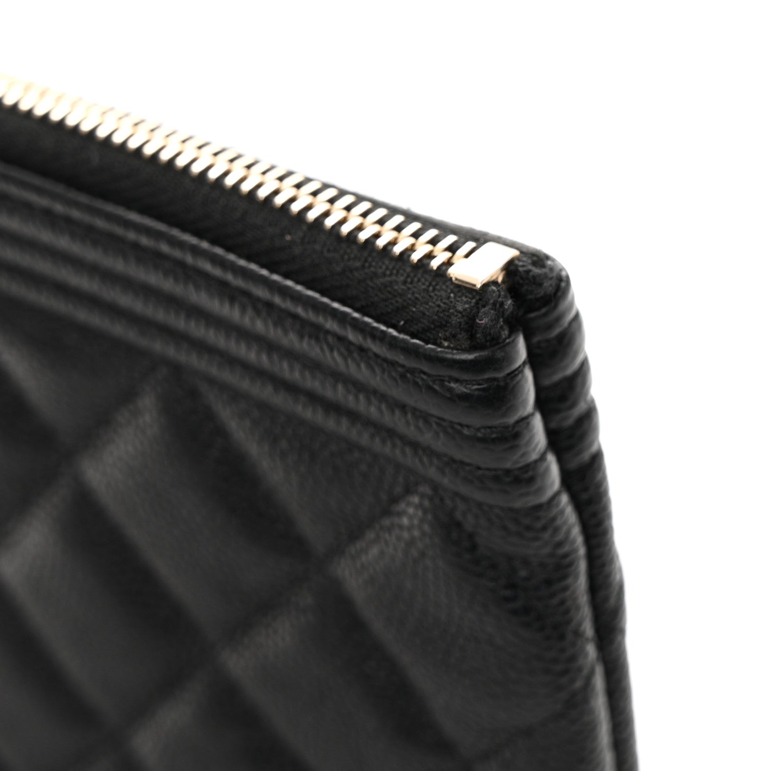 Chanel Caviar Quilted Large Boy Zip Pouch Black 8 of 9