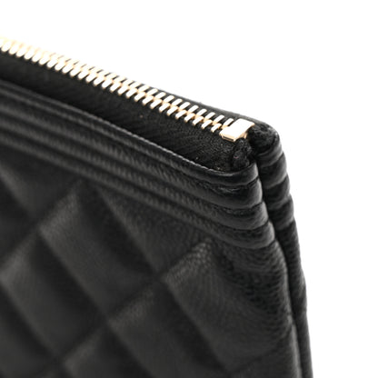 Chanel Caviar Quilted Large Boy Zip Pouch Black 8 of 9