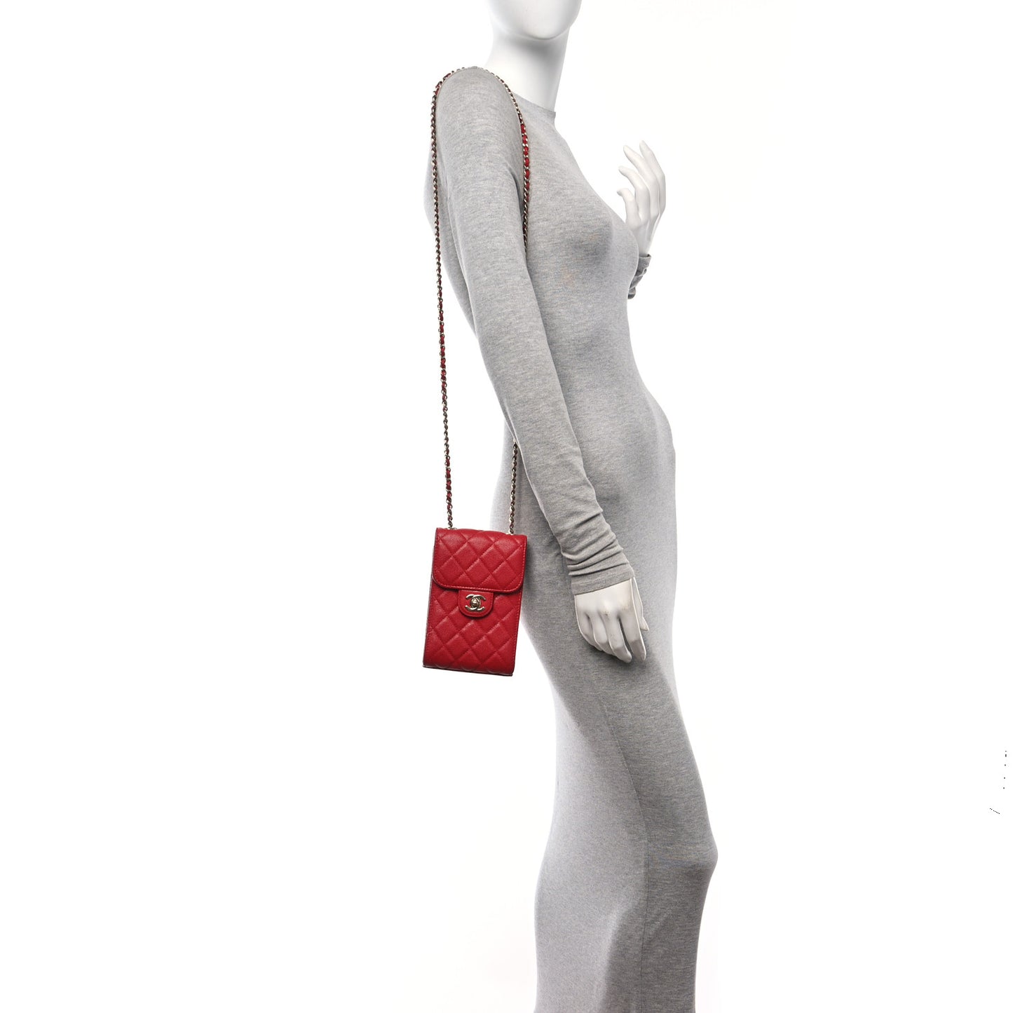 Caviar Quilted Classic Phone Holder Red