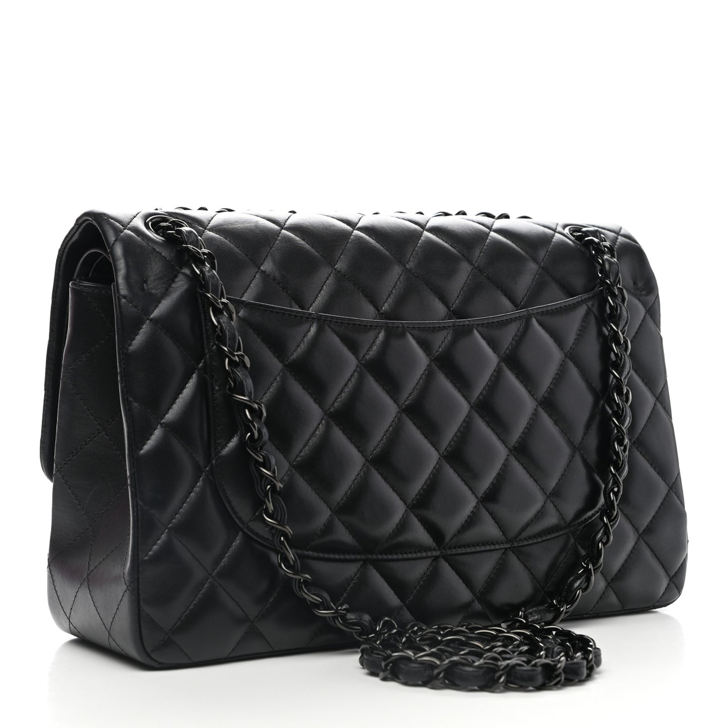 Lambskin Quilted Jumbo Double Flap So Black