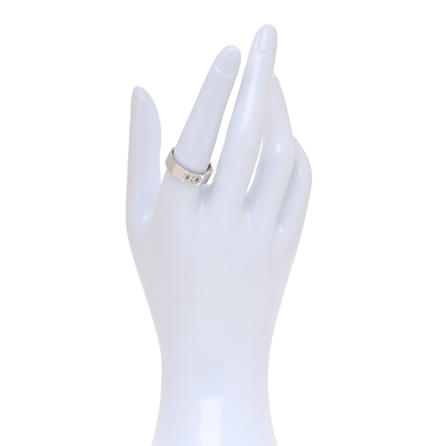 18K White Gold Diamond PM H D'Ancre Ring 57 8