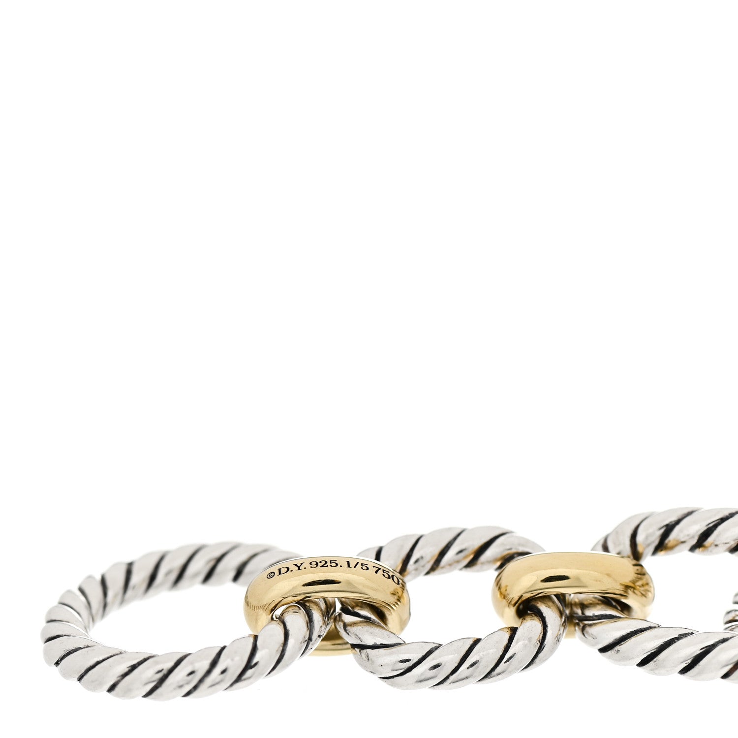 David Yurman Sterling Silver 18K Yellow Gold Blue Sapphire Cushion Link Bracelet 3 of 3