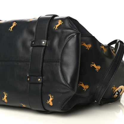 Chloe Smooth Calfskin Little Horses Embroidered Tao Zipped Tote Full Blue 9 of 13