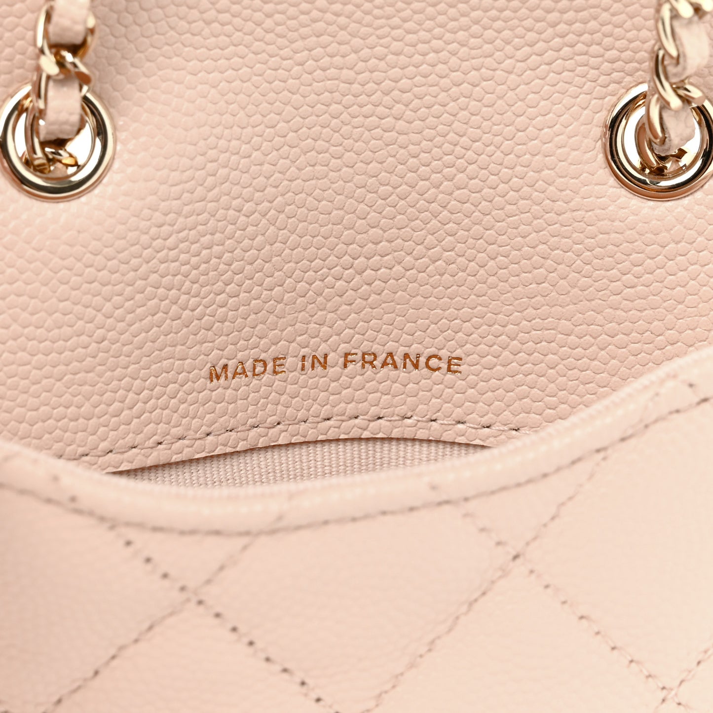 Caviar Quilted Mini Chain Belt Bag Light Beige