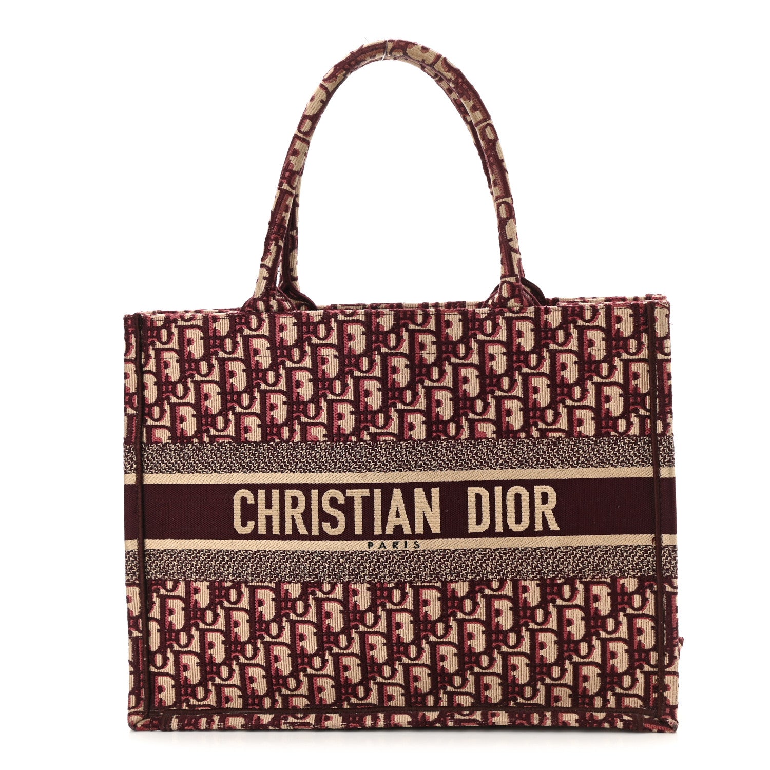 Christian Dior Oblique Medium Book Tote Burgundy Multicolor 1 of 8