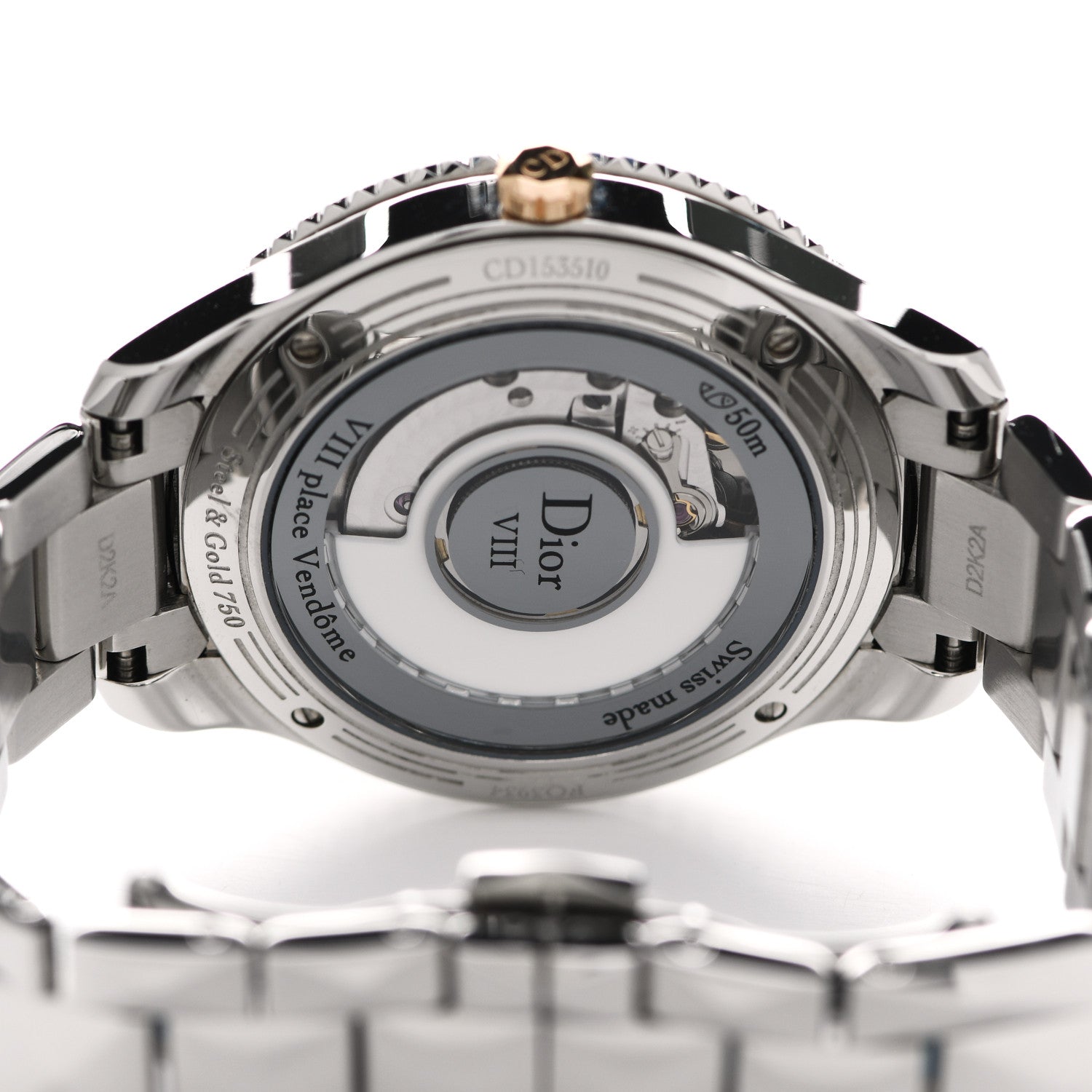 Christian Dior Stainless Steel 18K Rose Gold Diamond Mother of Pearl 36mm Dior VIII Montaigne Automatic Watch 8 of 10