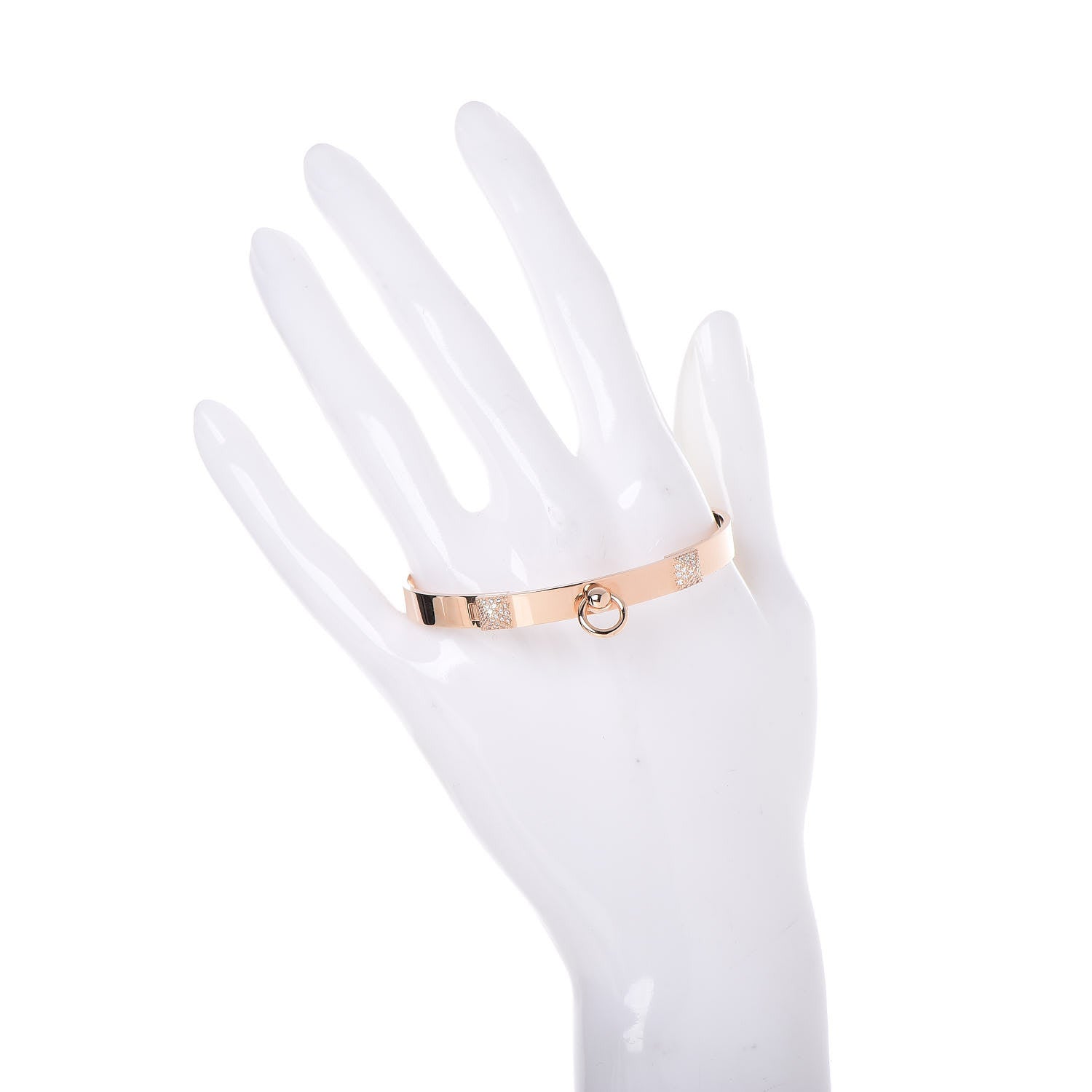Hermes 18K Rose Gold Diamond PM Collier De Chien Bracelet SH 2 of 4