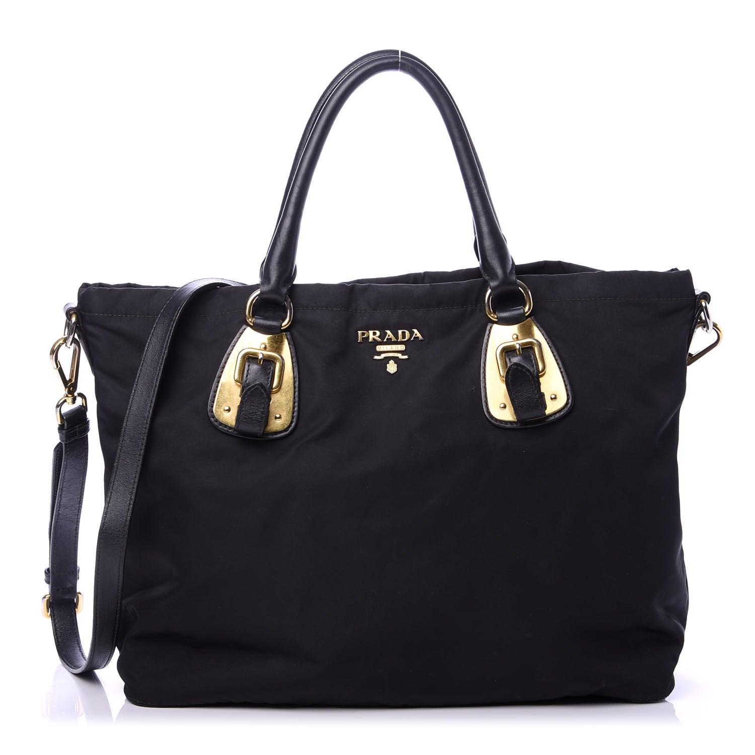 Prada Tessuto Nylon Soft Calf Tote Black 1 of 15