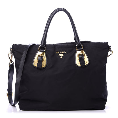 Prada Tessuto Nylon Soft Calf Tote Black 1 of 15