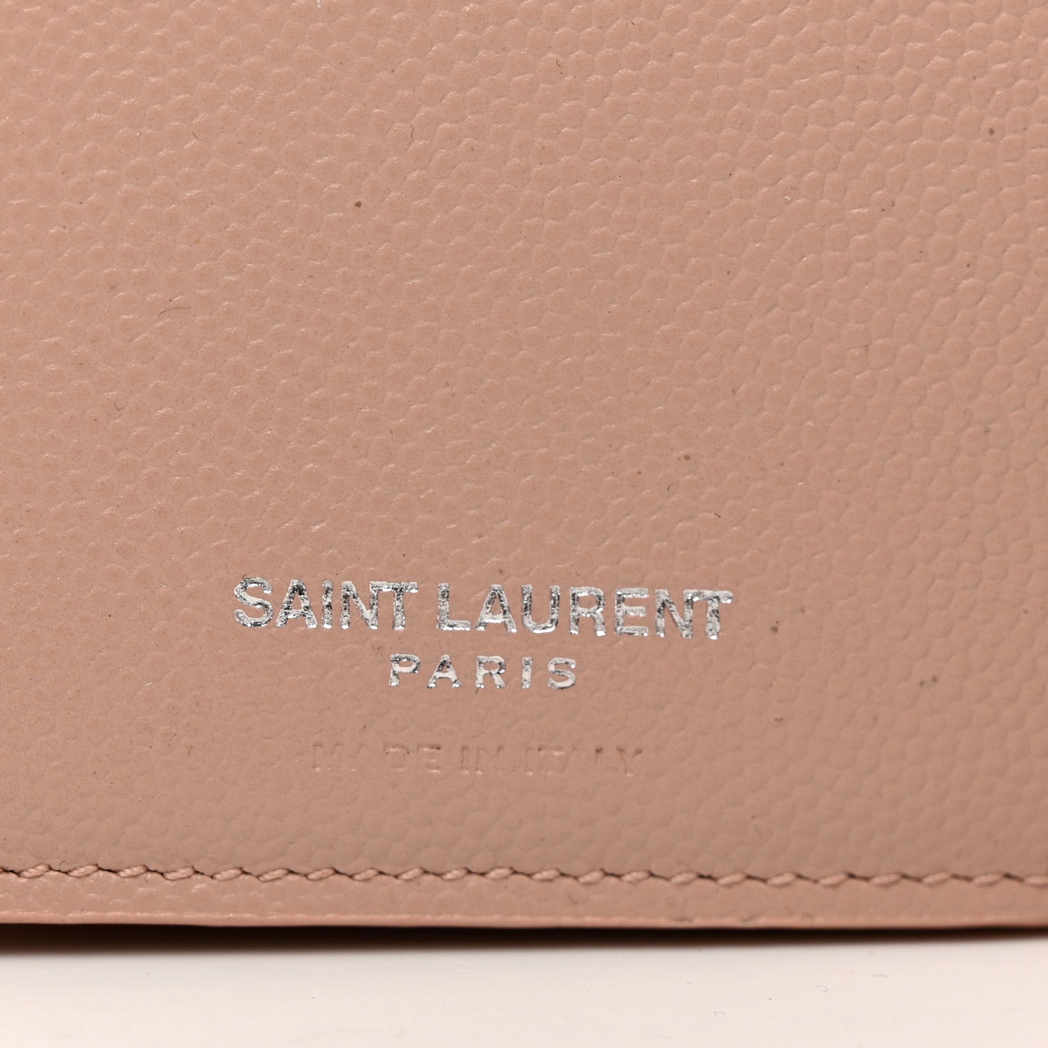 Saint Laurent Grain De Poudre Matelasse Chevron Monogram Compact Tri Fold Wallet Pale Pink 6 of 7