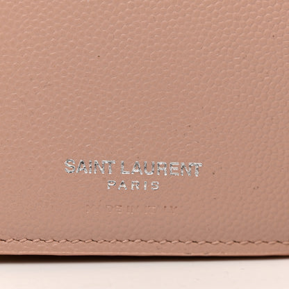 Saint Laurent Grain De Poudre Matelasse Chevron Monogram Compact Tri Fold Wallet Pale Pink 6 of 7