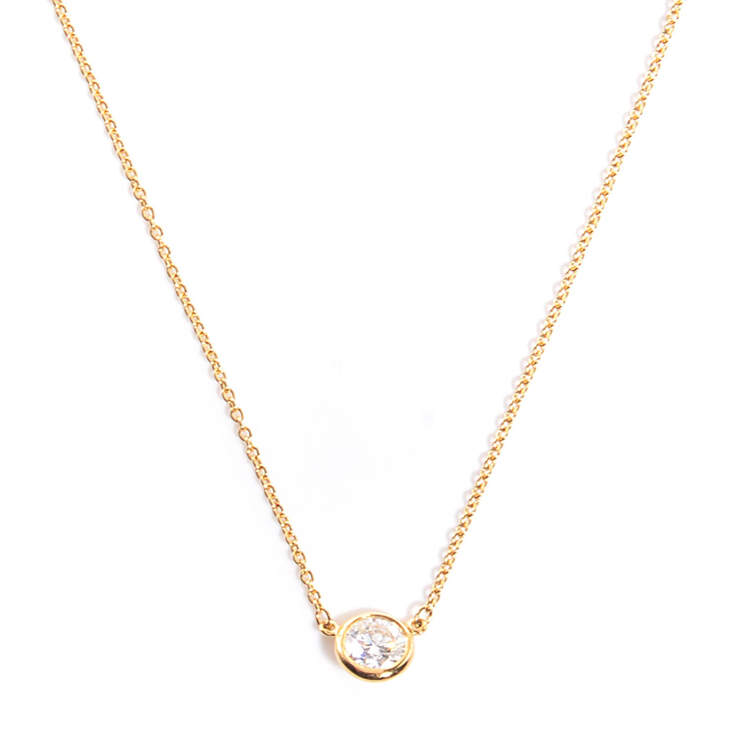 Tiffany 18K Yellow Gold Diamond .42ct Elsa Peretti Diamonds by the Yard Pendant Necklace 1 of 6