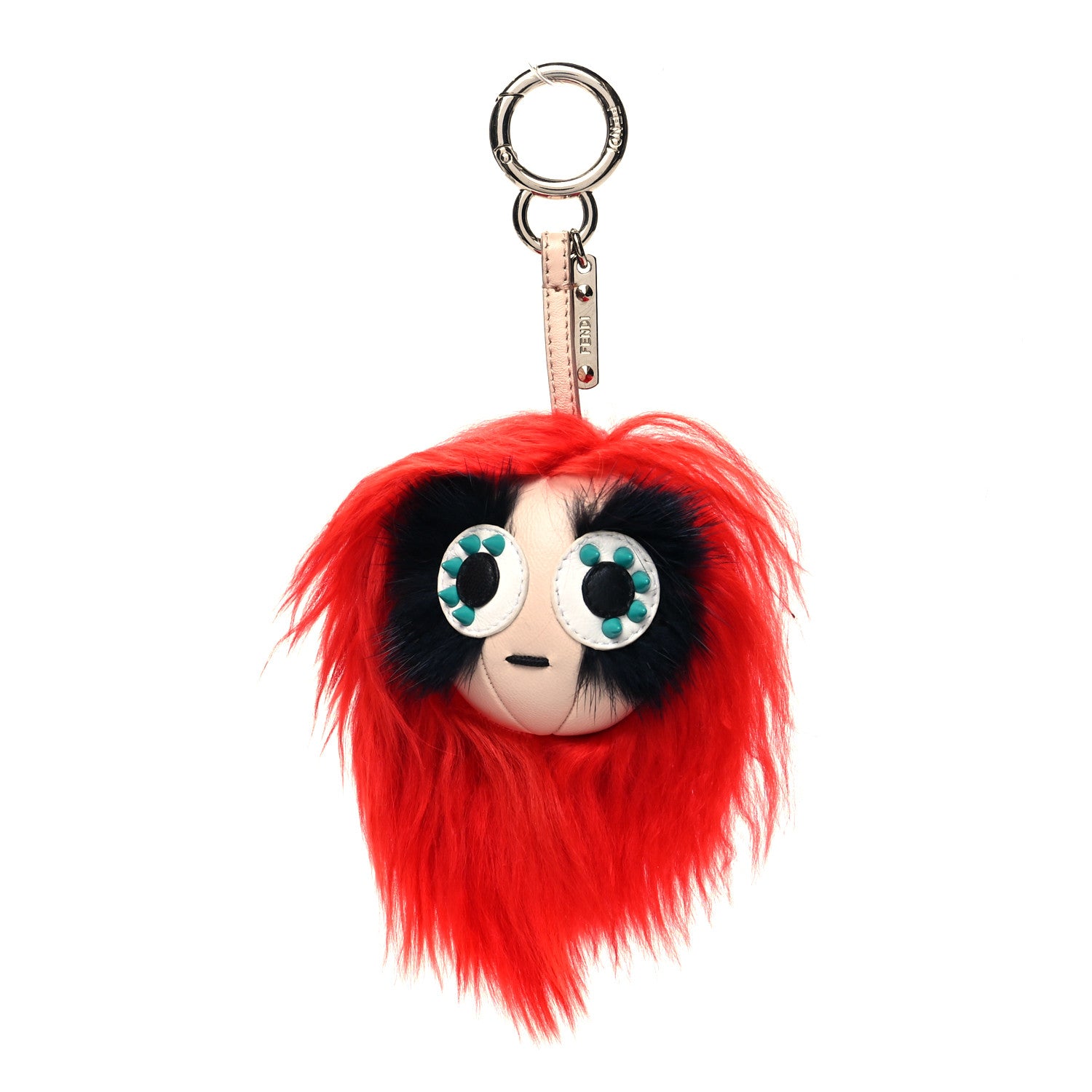 Fendi Alpaca Mink Fur Faces Micro Bag Bug Charm Red Multicolor 1 of 4