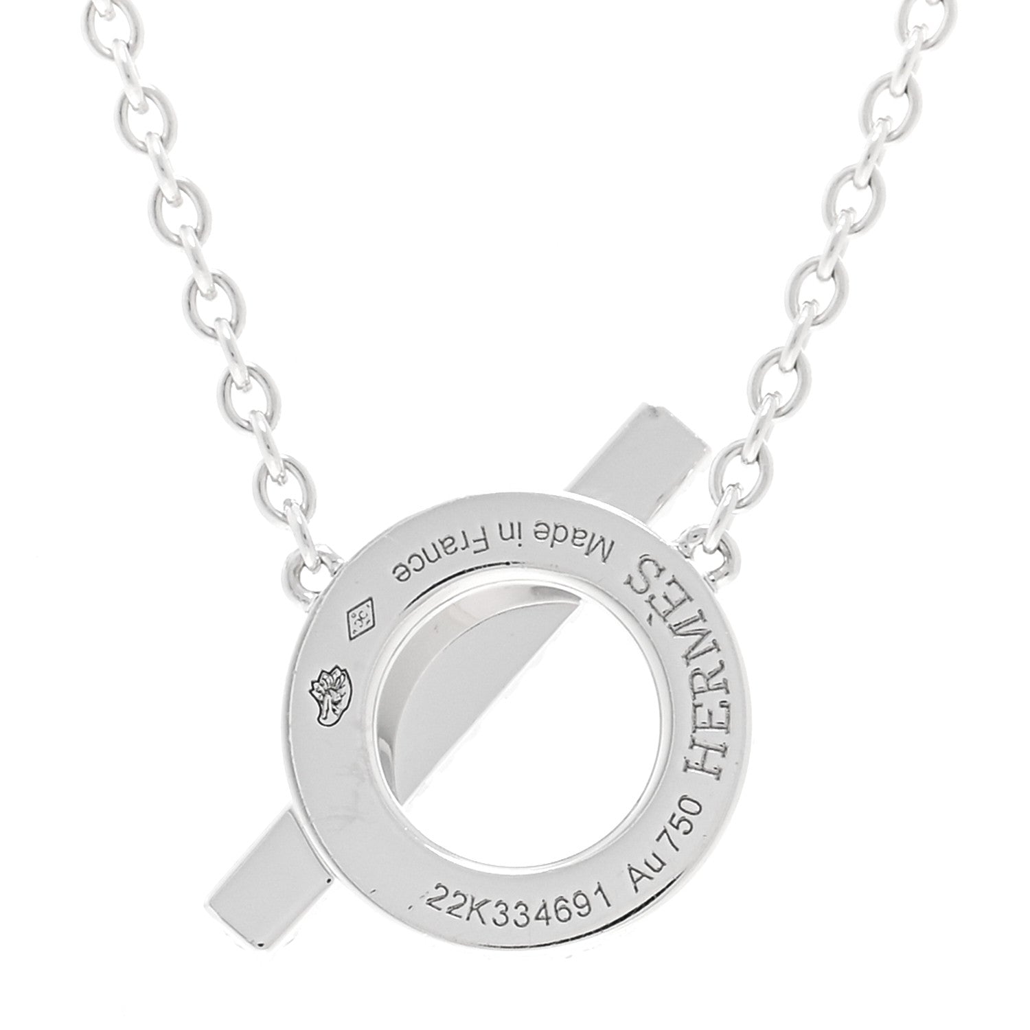 Hermes 18K White Gold Diamond Finesse Pendant Necklace 5 of 6
