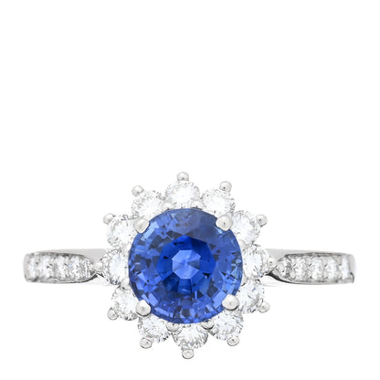Tiffany Platinum Diamond Blue Sapphire Ring 52 6 1 of 4