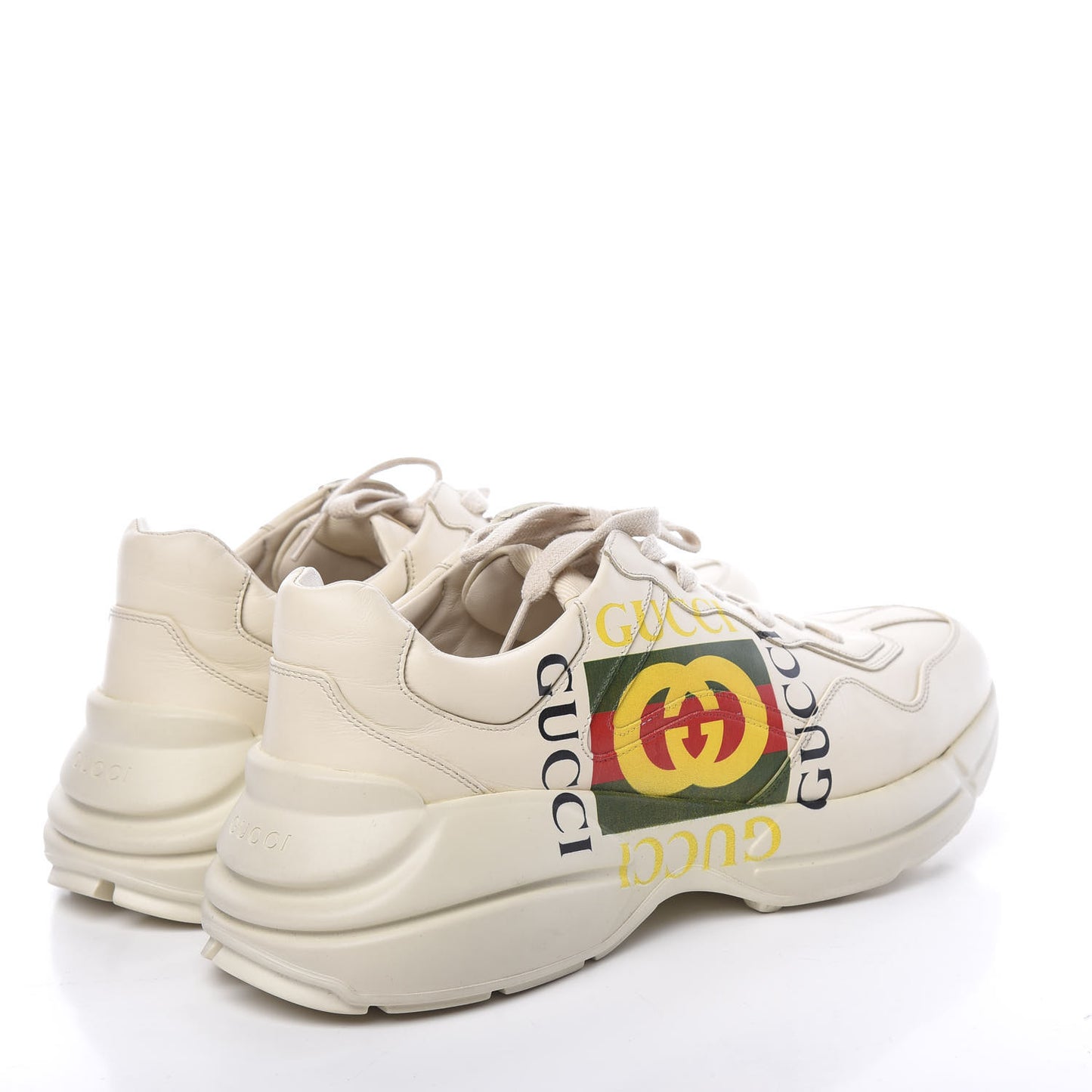Calfskin Interlocking G Logo Mens Rhyton Sneakers 10.5 Ivory
