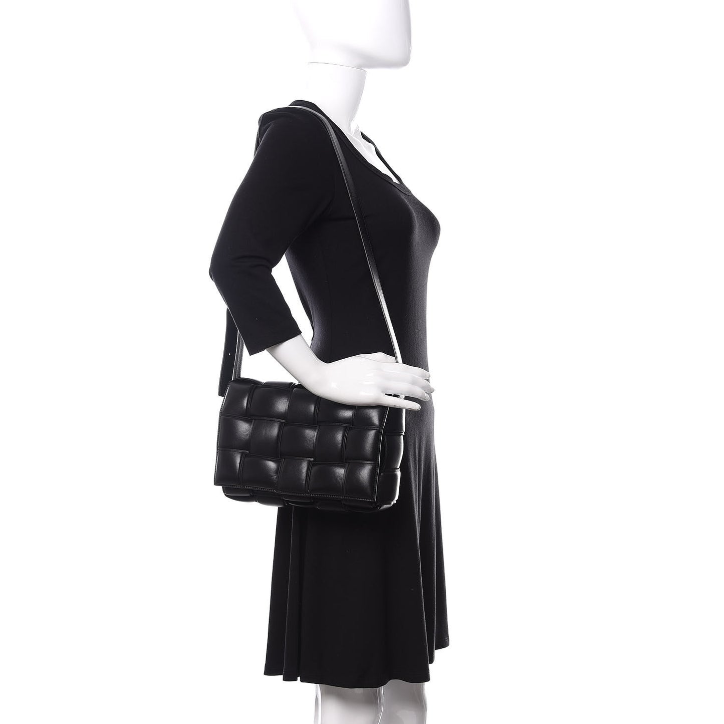 Nappa Maxi Intreccio Padded Cassette Crossbody Bag Black
