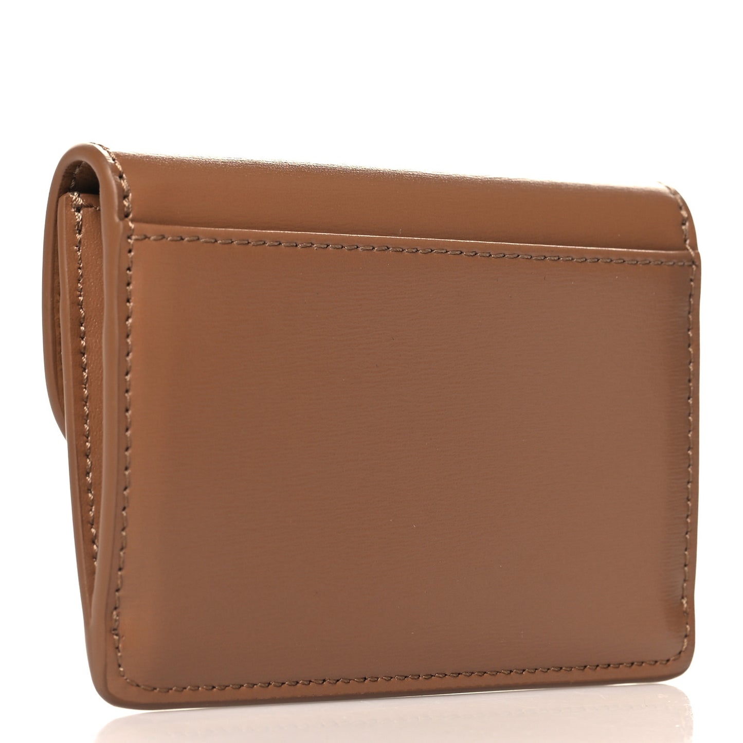 Shiny Calfskin Triomphe Flap Card Holder Bronze